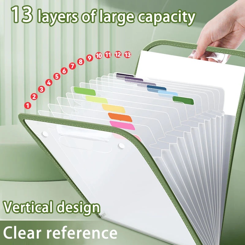 Expandable Accordion File Folder 13 Pockets - A4 사이즈 휴대용 수직형 확장형 파일