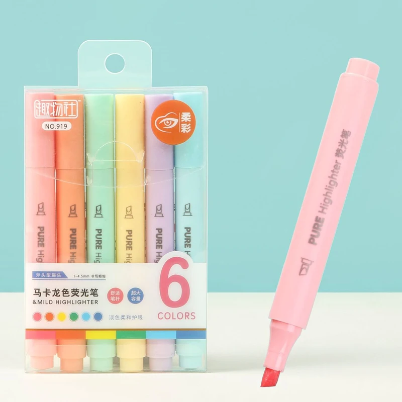 6 개/대 파스텔 컬러 마카롱 형광펜 펜 마커 펜 형광 - Pastel Highlighter Set Double Ended 리뷰 및 가격